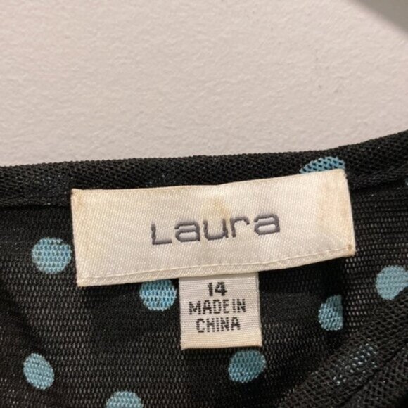 LAURA Black Sheer Polka Dot Sleeveless Dress 14 - Picture 12 of 12